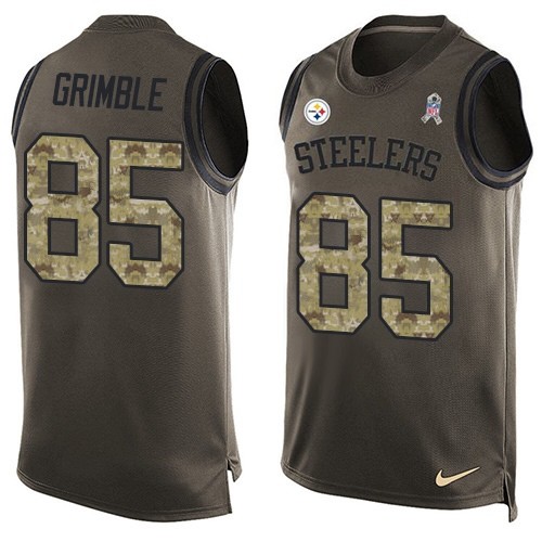 Men's Limited Xavier Grimble Nike Jersey Green - #85 Salute to Service Tank Top NFL Pittsburgh Steelers